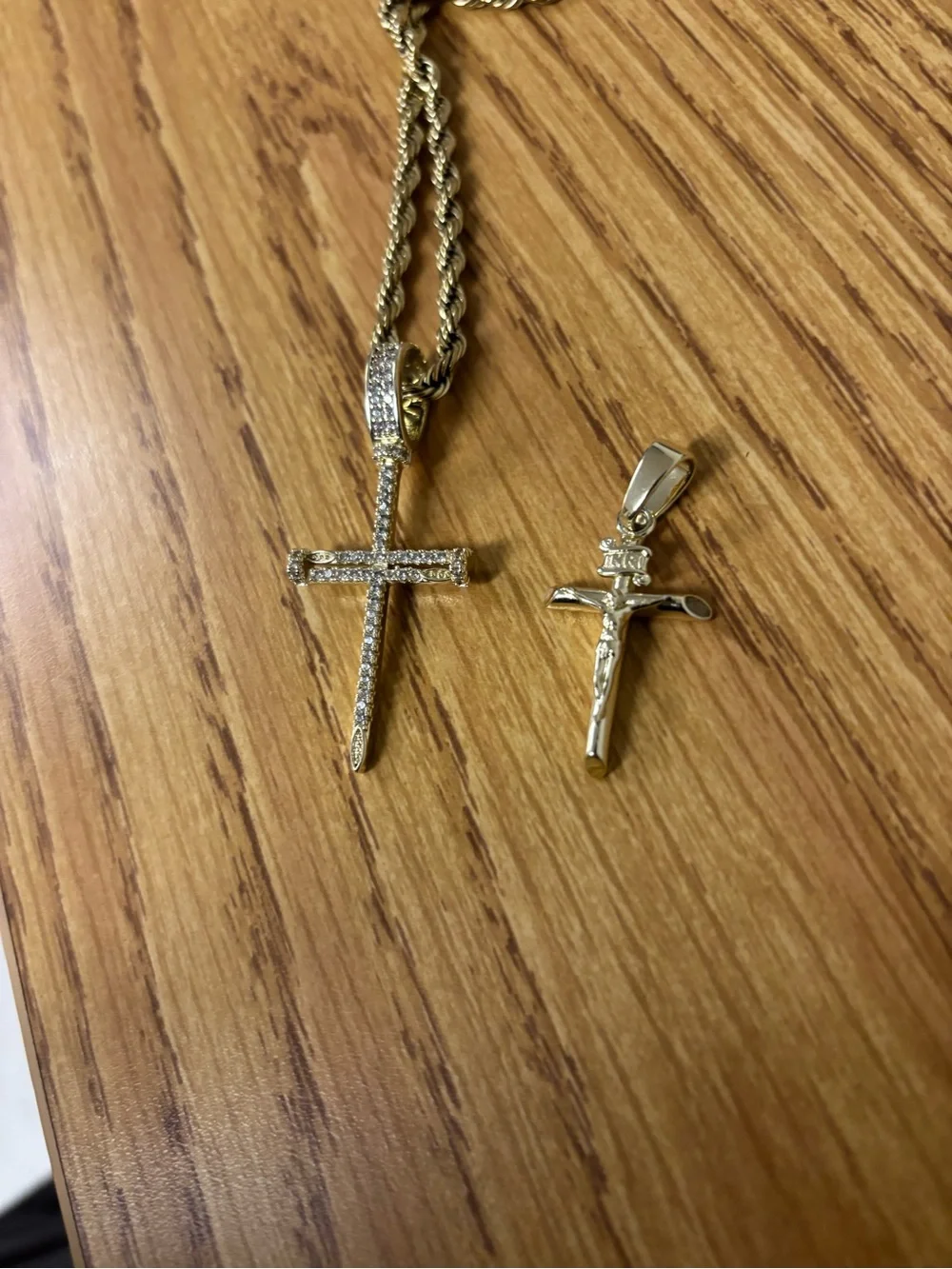 Gold-Tone CZ Cross Pendant Necklace - Men Accessories Jewelry